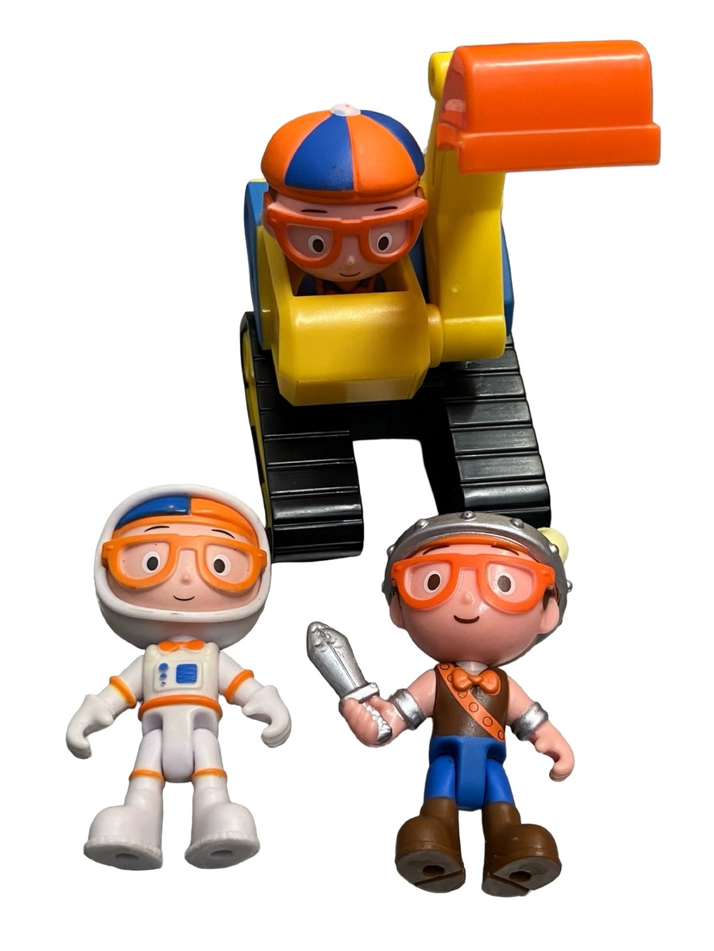 Blippi Toy Lot Of 3 Mini Excavator Digger Astronaut Explorer Adventurer Viking